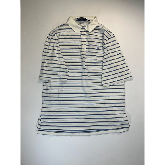 Polo Golf Ralph Lauren Other - Polo Golf Ralph Lauren Mens XL White Blue Striped Pima Cotton Polo Shirt